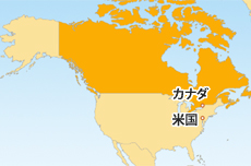 カナダドル(CAD)地図