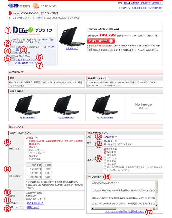 商品個別ページ画面