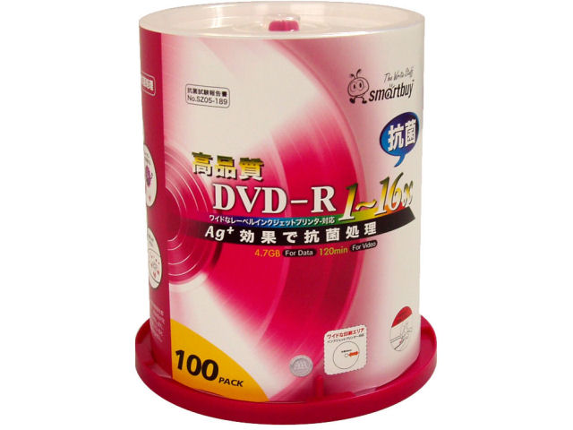 SMR47-AGC16X100PW (DVD-R 16�{�� 100���g) �̐��i�摜