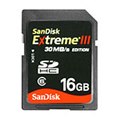 [Extreme III 30MB/s エディション（16GB）] 毎秒30MBの転送速度に対応したSDHCカード（16GB）。価格はオープン