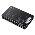 [ADR-MLT111BK] 表面にアルミ素材を使った47メディア対応カードリーダー（ブラック）。価格は3,990円