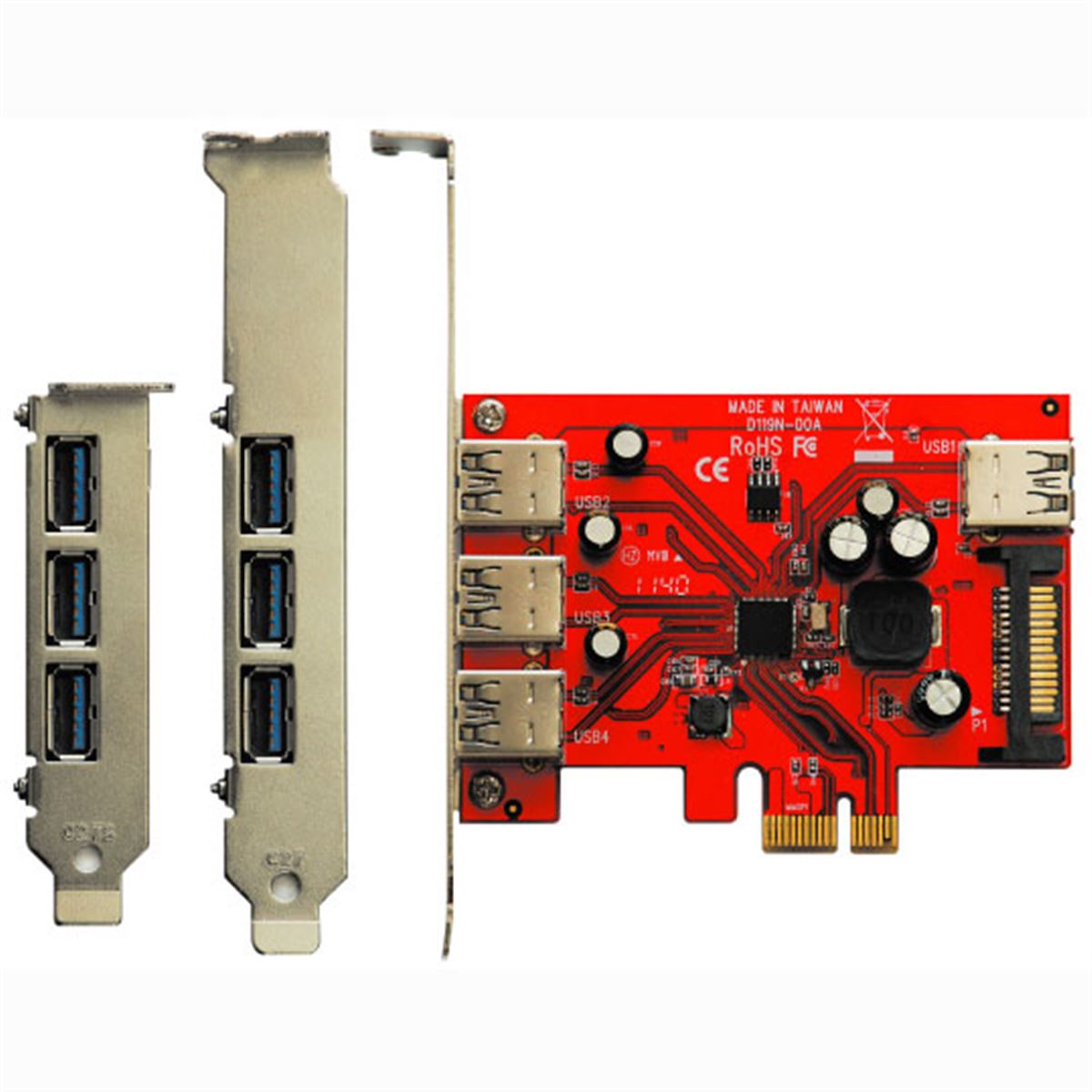 玄人志向、4ポート増設できるPCIe x1接続のUSB 3.0増設カード