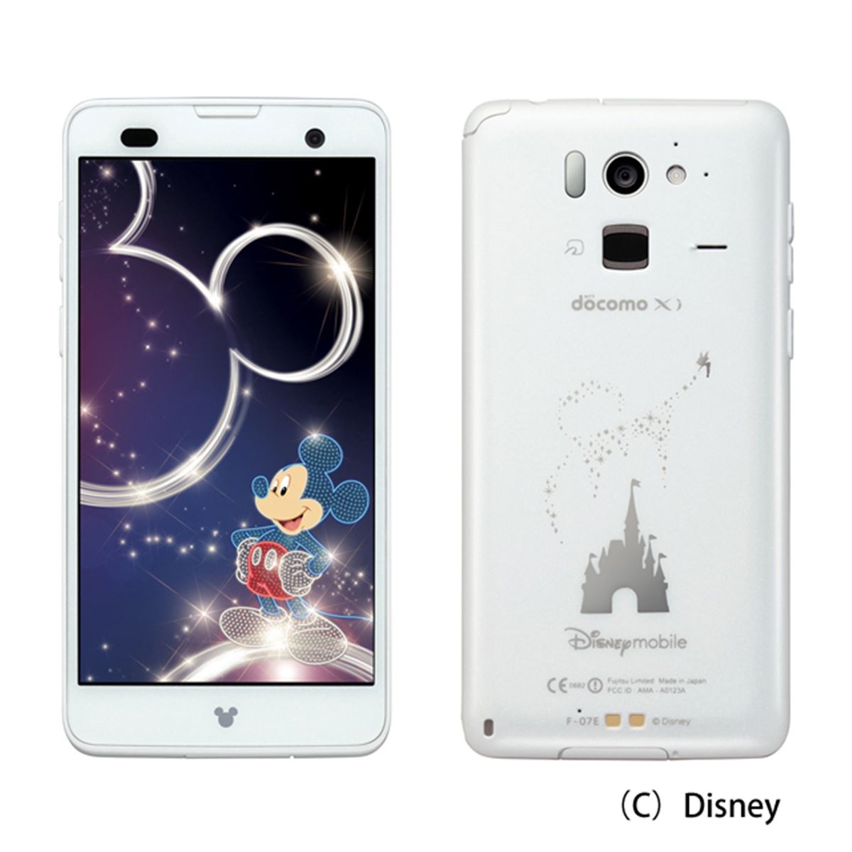 新品未使用 F-07E Disney Mobile ピンク テーマはディズニーイルミ、「Disney Mobile on docomo F-07E