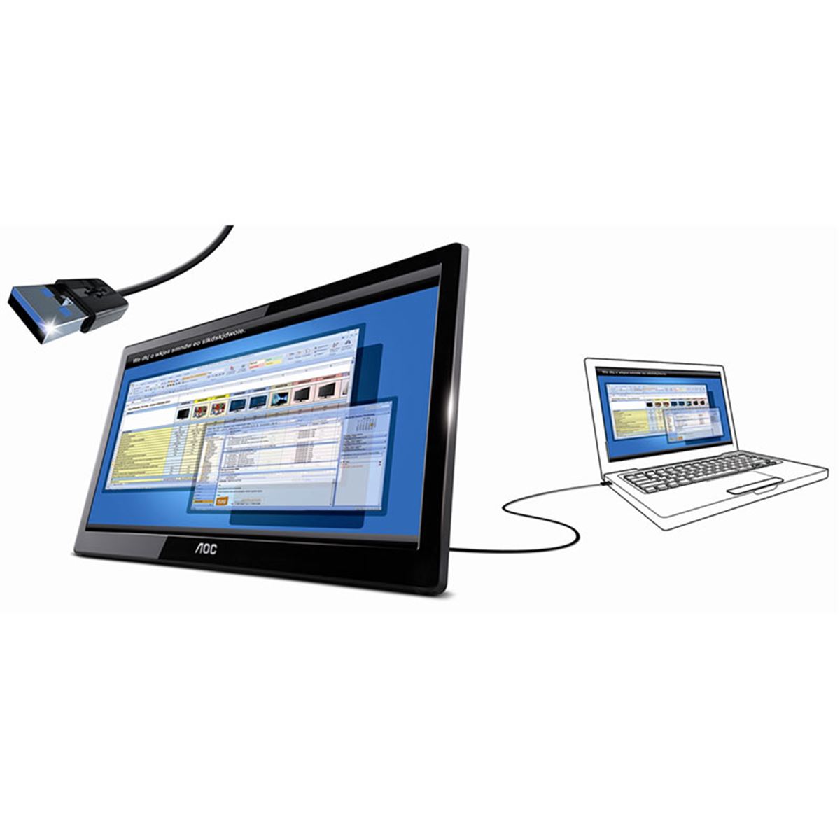 AOC、USB 3.0接続の15.6型サブ液晶ディスプレイ - 価格.com
