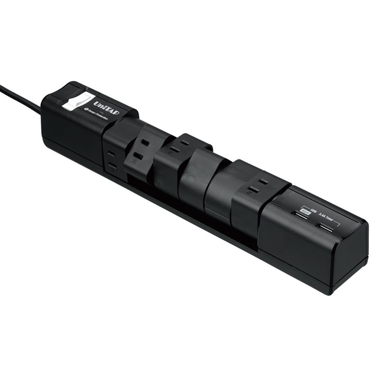 回転式 2ポートUSB給電機能付 6個口OAタップ USB給電機能付 6個口OAタップ 回転式 2ポート