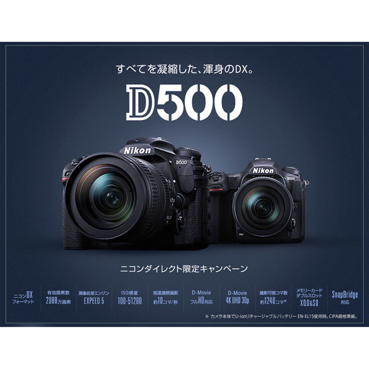 ニコン、「D500」購入でソニーXQDカードをプレゼントする限定