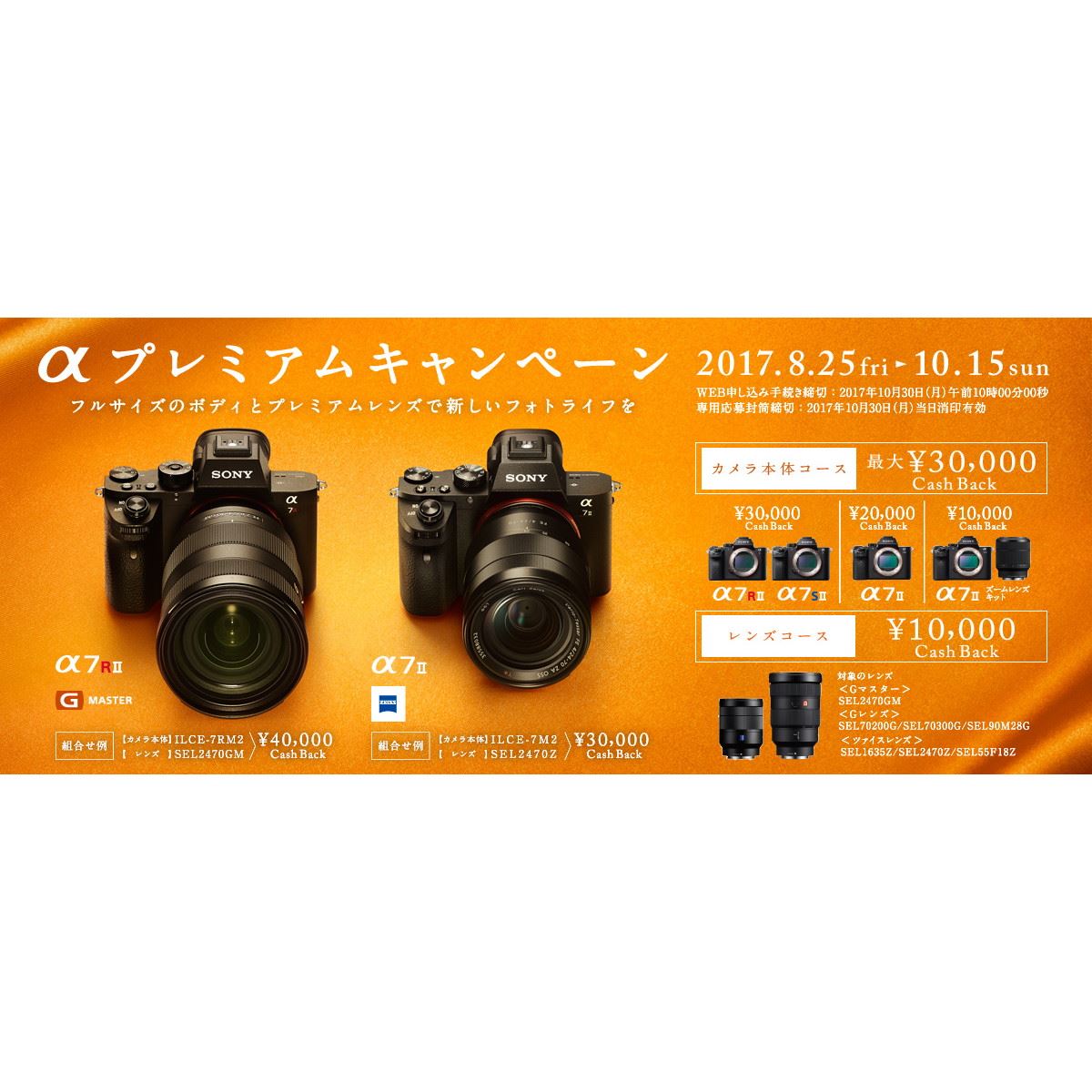 ソニー、「α7 II」シリーズなど購入で最大30,000円キャッシュバック