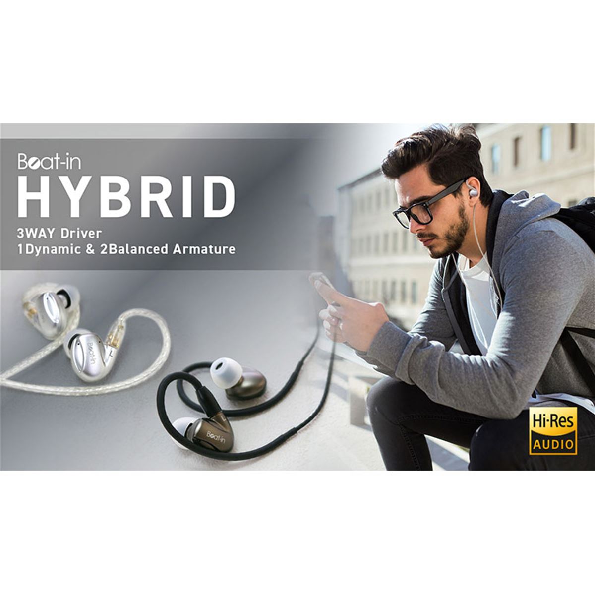 Beat-in HYBRID 3WAYドライバー Gray ロア、3WAYハイブリッドを採用したハイレゾイヤホン「Beat-in HYBRID