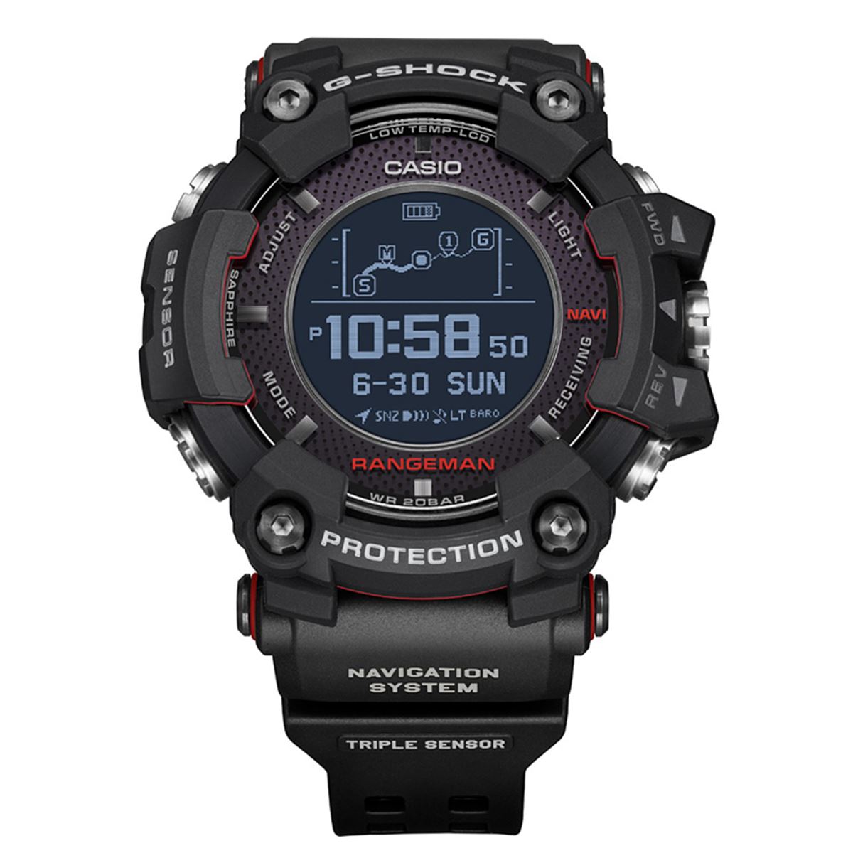 カシオ、ソーラーアシストGPSナビ＆スマホ連携対応の「G-SHOCK
