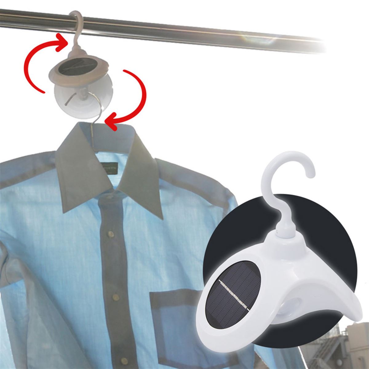 まんべんなく日光が当たる、360度ソーラー回転ハンガー「くるくるカラ