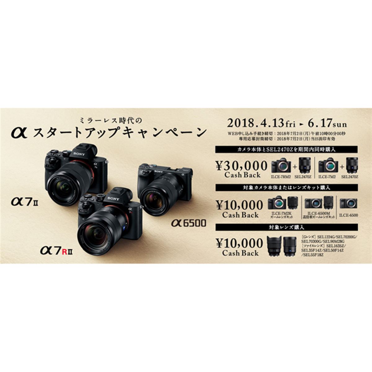 ソニー、最大30,000円を還元する「ミラーレス時代のαスタートアップ 