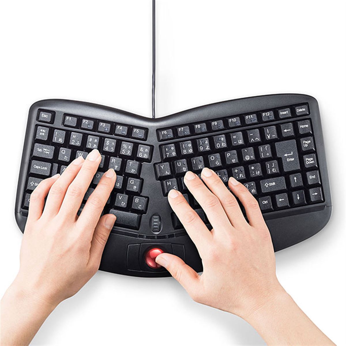 サンワサプライ エルゴノミクスキーボード トラックボール SKB-ERG5BK サンワ、エルゴノミクス形状のキーボード「SKB-ERG3BK」「SKB-ERG5BK