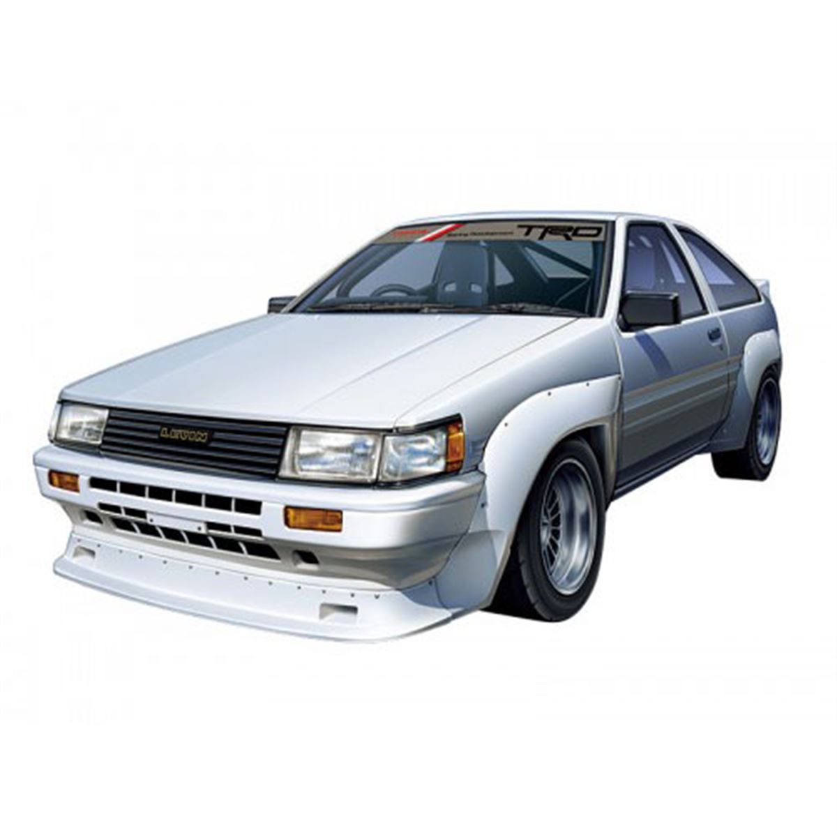 トヨタ AE86 N2仕様」1/24プラモ、TRDのオーバーフェンダー付き