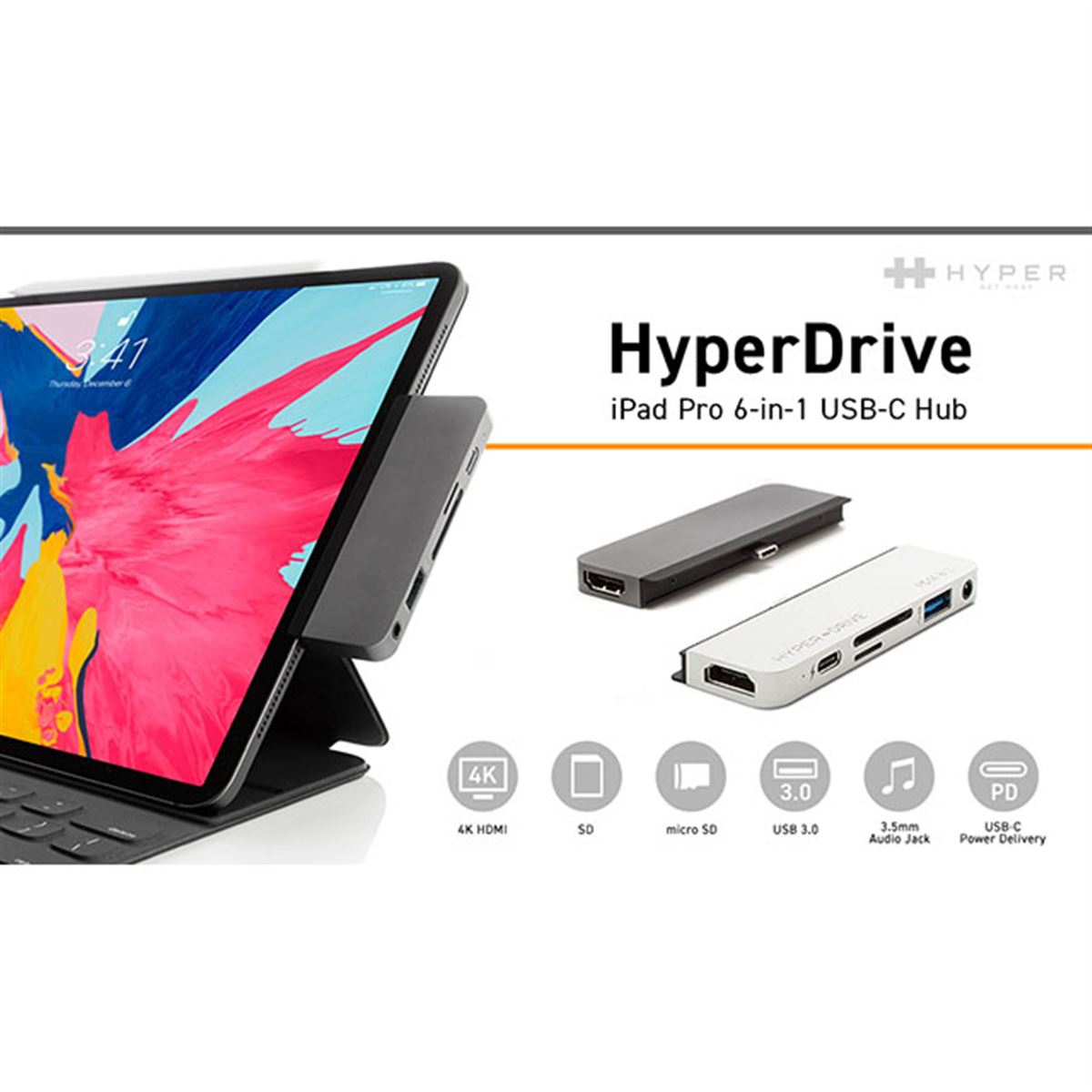 HyperDrive USB-C Type-C ハブ 6in1 iPad Pro HyperDrive、iPad Pro 2018モデル用の6in1 USB Type-Cハブ - 価格.com