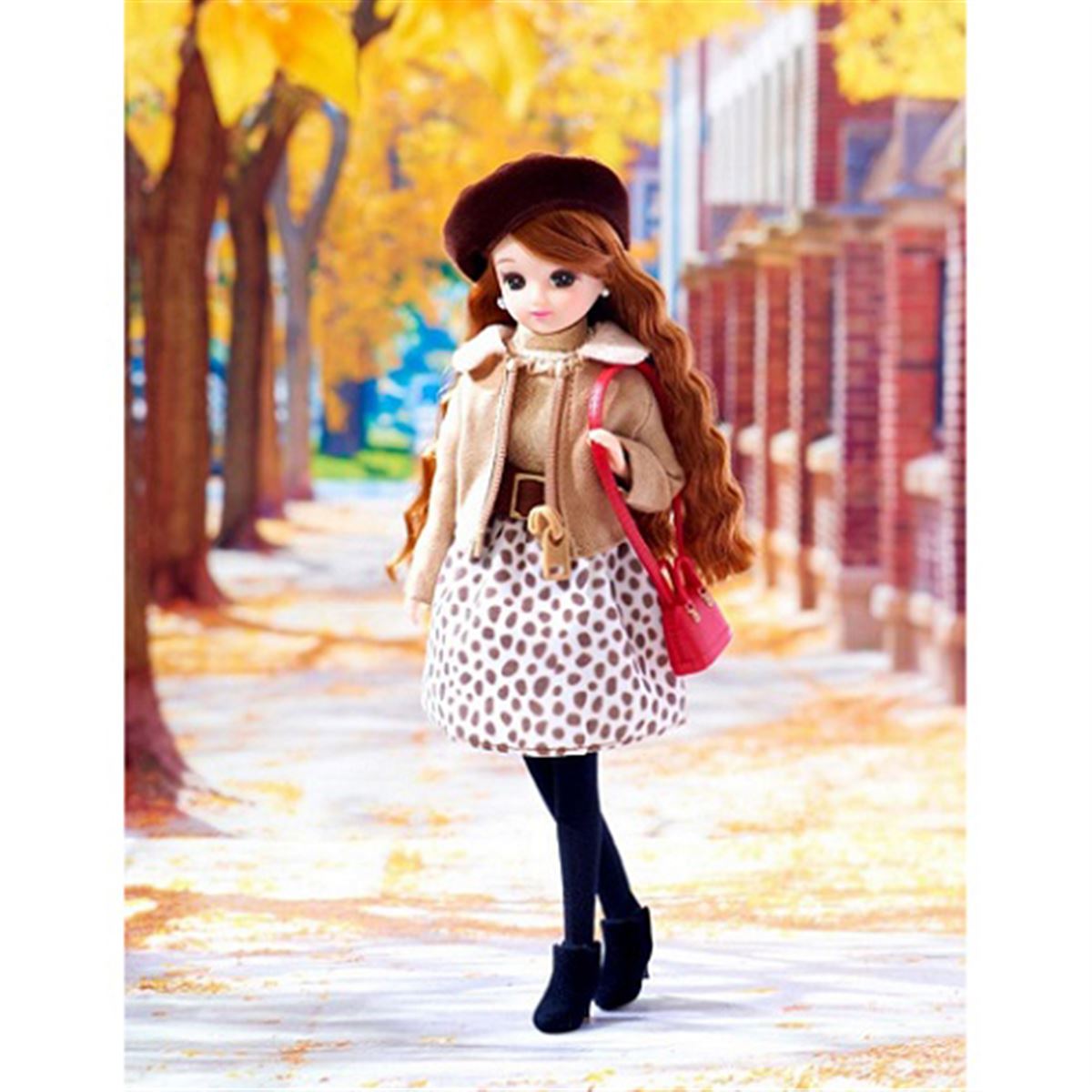 ✨新品同様❣M✨秋〜まるでリカちゃん❣✨ブルジョア御用達Dress型✨豪華織柄✨ タカラトミー、レオパード柄をまとった“秋色コーデ”の新作リカ