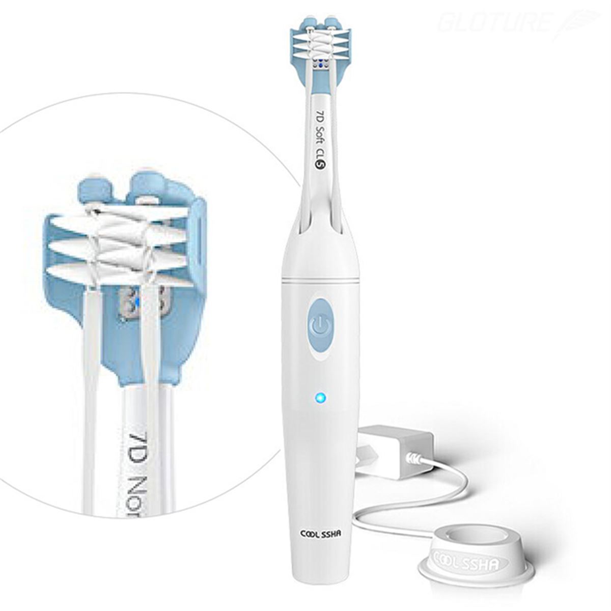 Gloture、歯を3方向から包み込むように磨く電動歯ブラシ「COOLSSHA