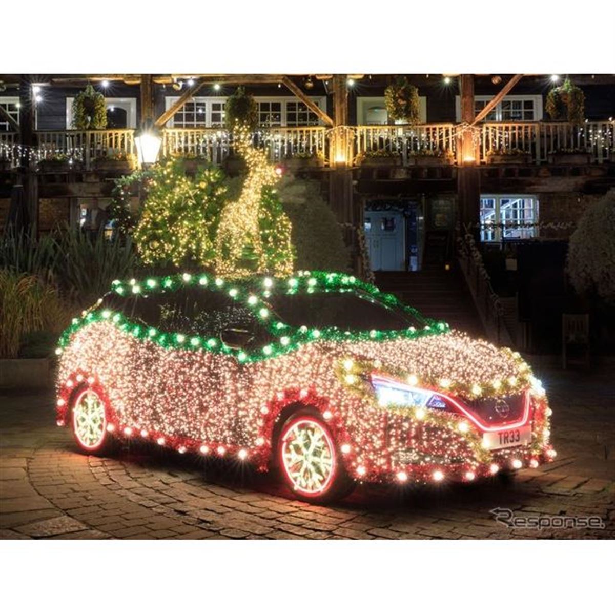 日産 リーフ にクリスマス仕様…回生ブレーキで得た電力で