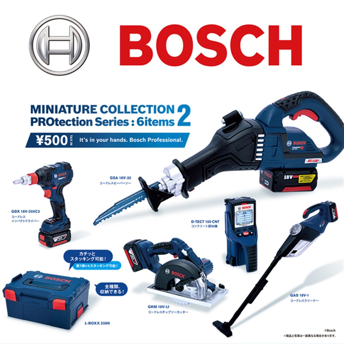 Boschの電動工具をミニチュアで再現、セーバーソーやL-BOXXなど全6種