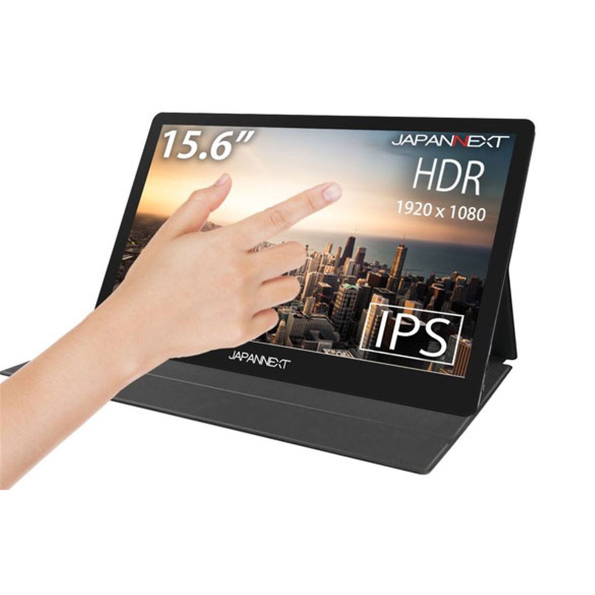 モバイルモニター 15.6インチ フルHD タッチパネル タイプC接続＆給電 JAPANNEXT、USB Type-C接続でタッチ操作対応の15.6型モバイル