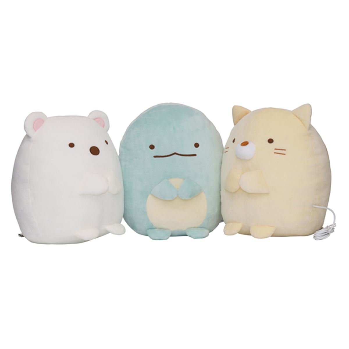 すみっコぐらし」がヒーター付きぬいぐるみに、しろくま/とかげ/ねこの