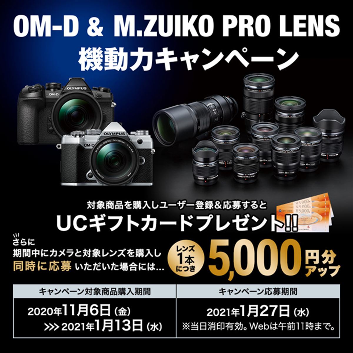 オリンパス、「OM-D ＆ M.ZUIKO PRO LENS 機動力キャンペーン