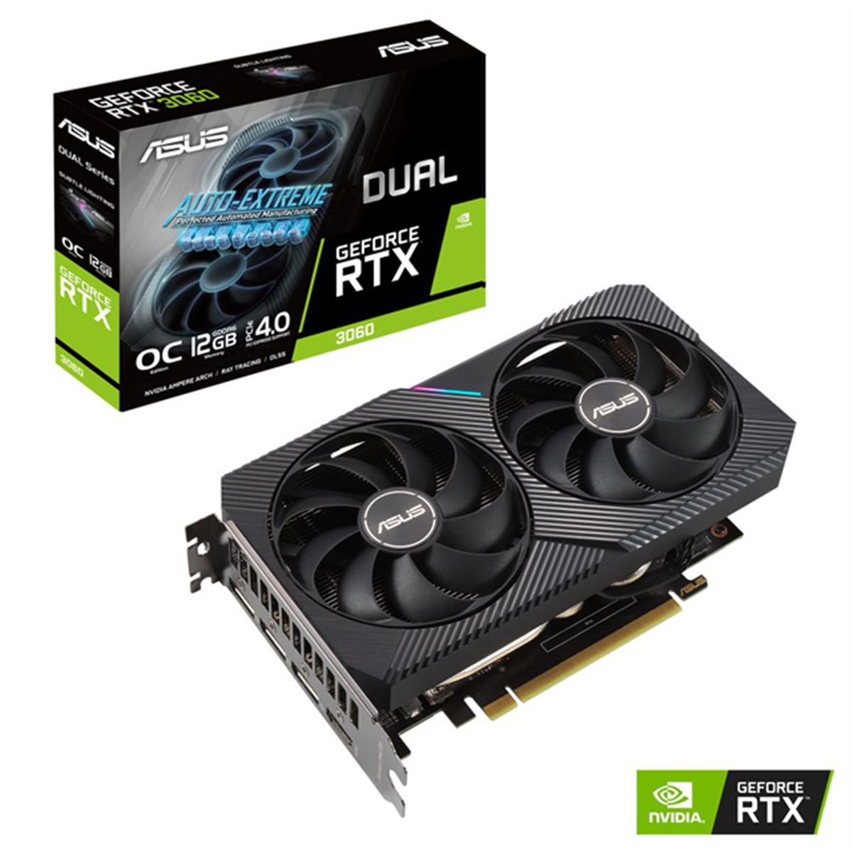 ASUS、Axial-techファンを2基搭載したOC版ビデオカード「DUAL-RTX3060