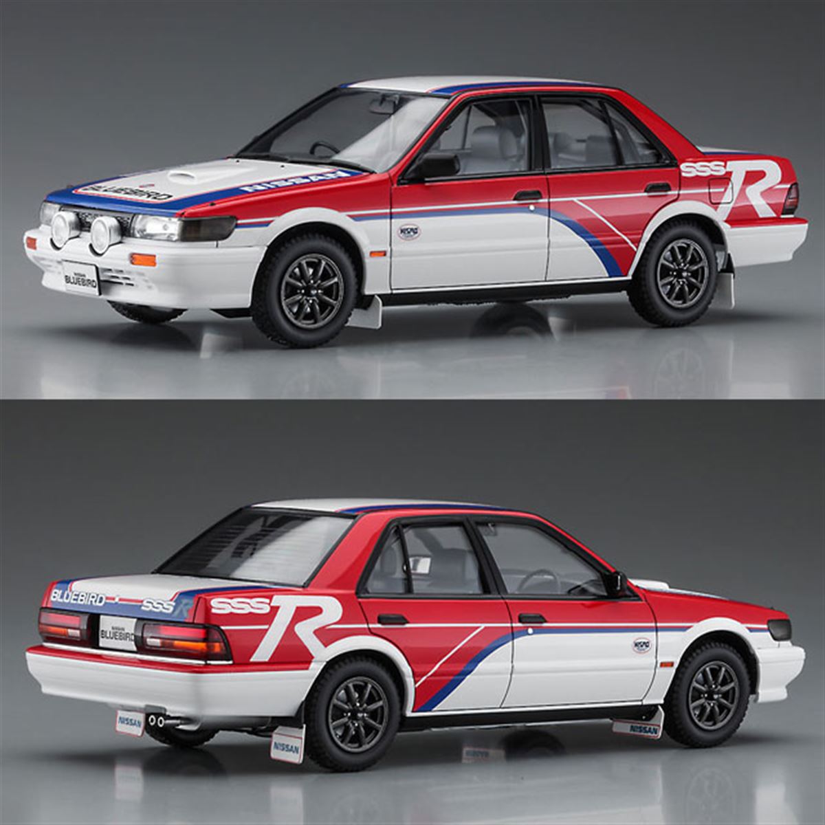 値下げ★BLUEBIRD SSS-R U12 改ラリーサポートワゴン仕様プラモ ラリー装備が充実！「ニッサン ブルーバード SSS-R（U12型）後期
