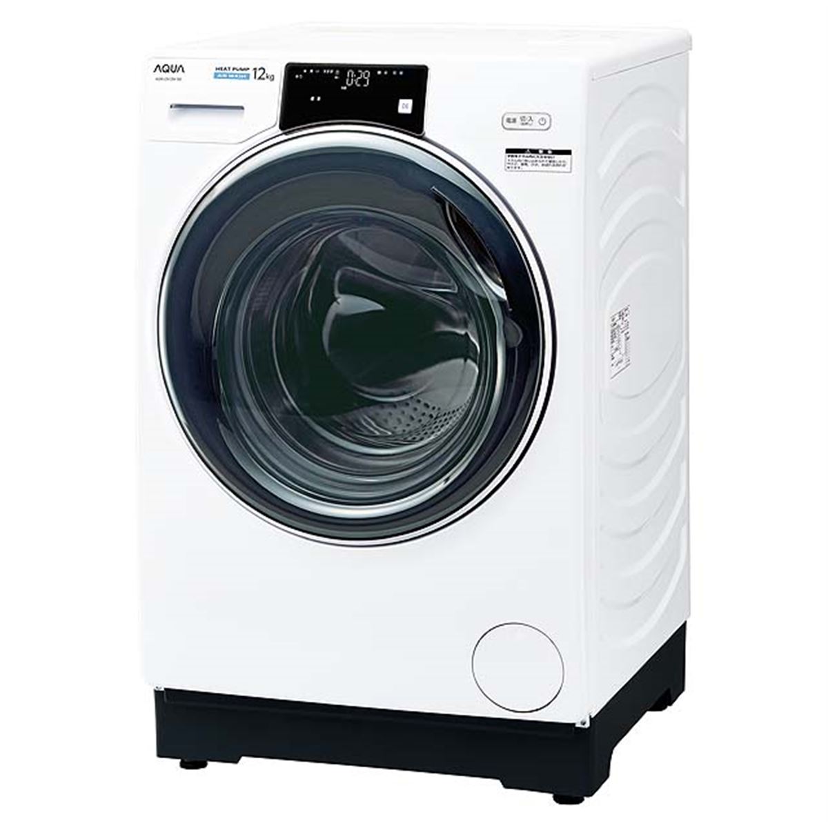AQUA ドラム式洗濯機 AOW-D12M-W 本体 左開き AQUA、水平ドラムを採用したドラム式洗濯乾燥機「まっ直ぐドラム