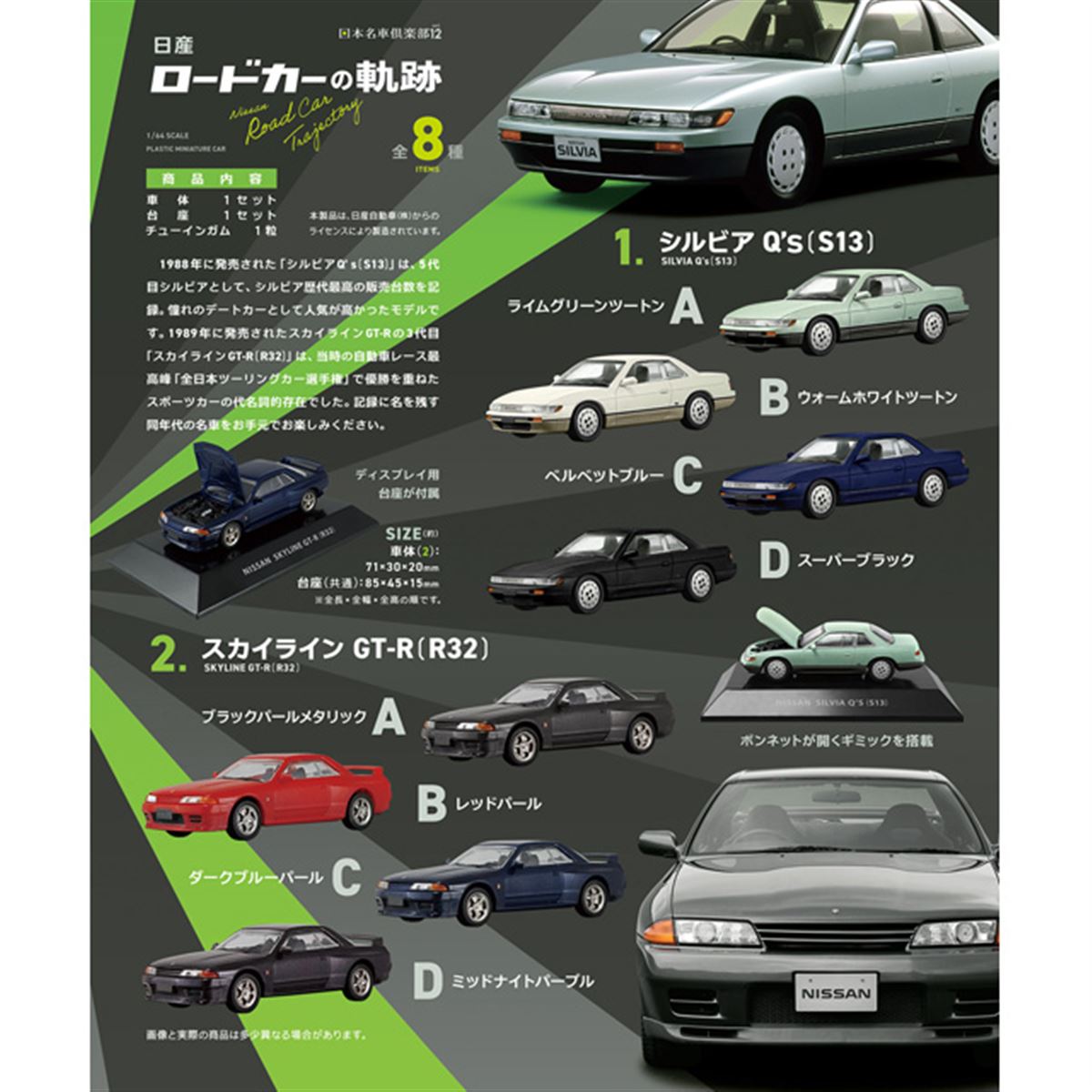 バブル期の名車が食玩に、シルビア（S13）とスカイラインGT-R（R32）全8種10/25発売 - 価格.com