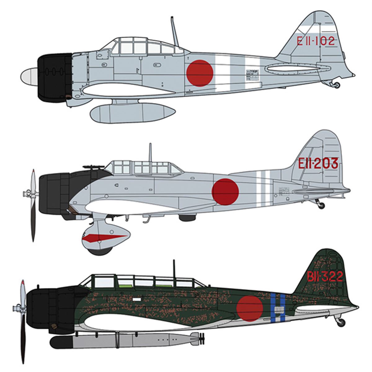 ハセガワ、真珠湾攻撃隊「零戦21型&九九艦爆11型&九七式三号艦攻