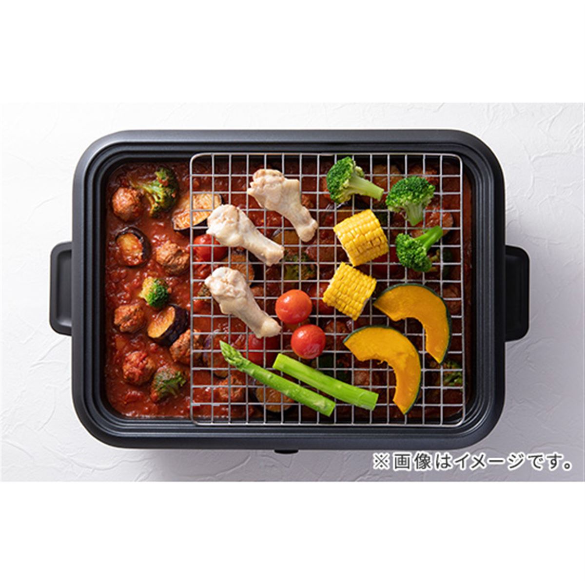 テスコム、焼き＆蒸しの同時調理ができる「ホットプレート THP70A 