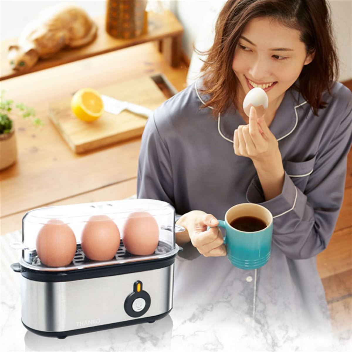サンコー、最短6分でゆで卵が作れる「超高速エッグスチーマー」 - 価格.com