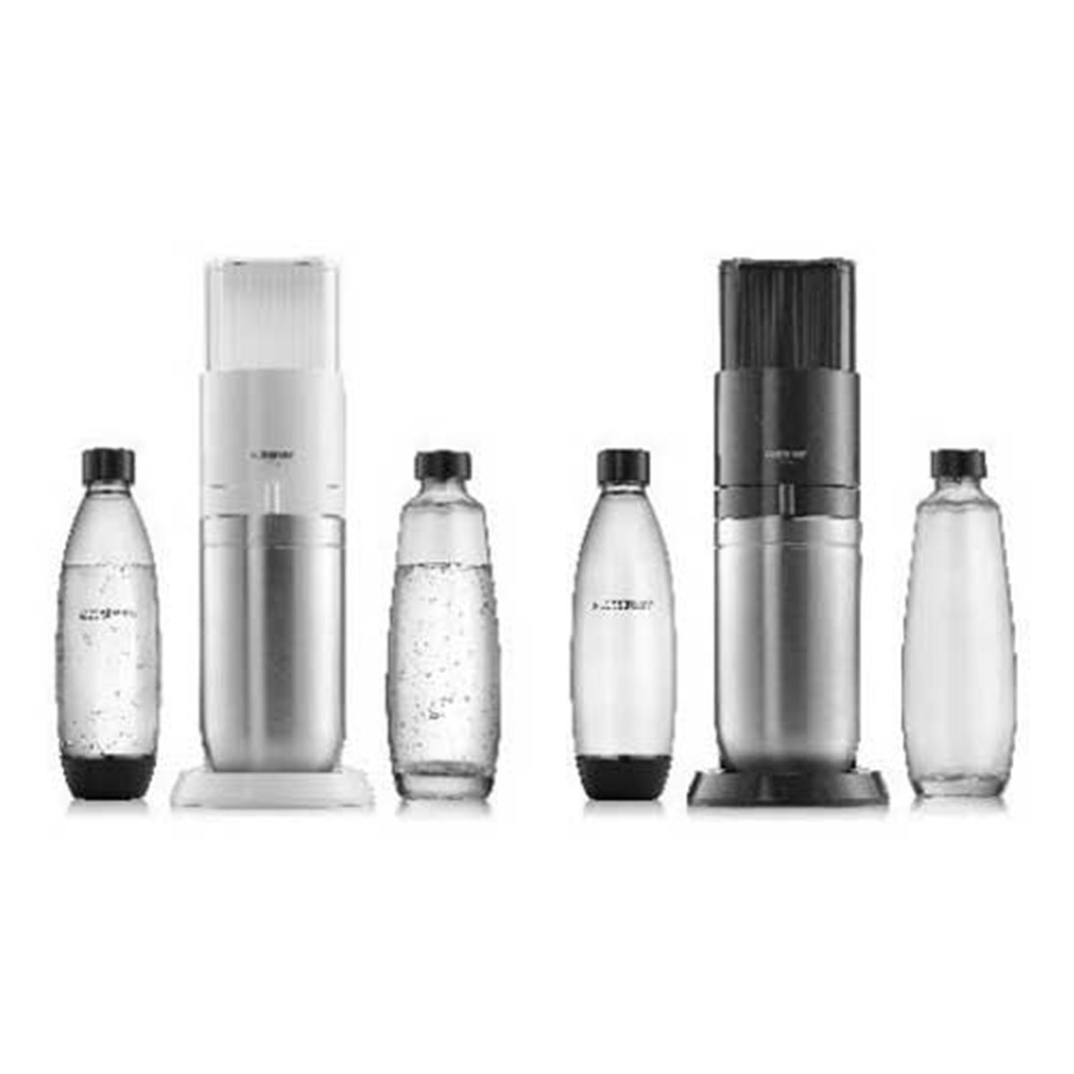 ソーダストリーム、プラスチック製ボトルとガラス製カラフェが併用
