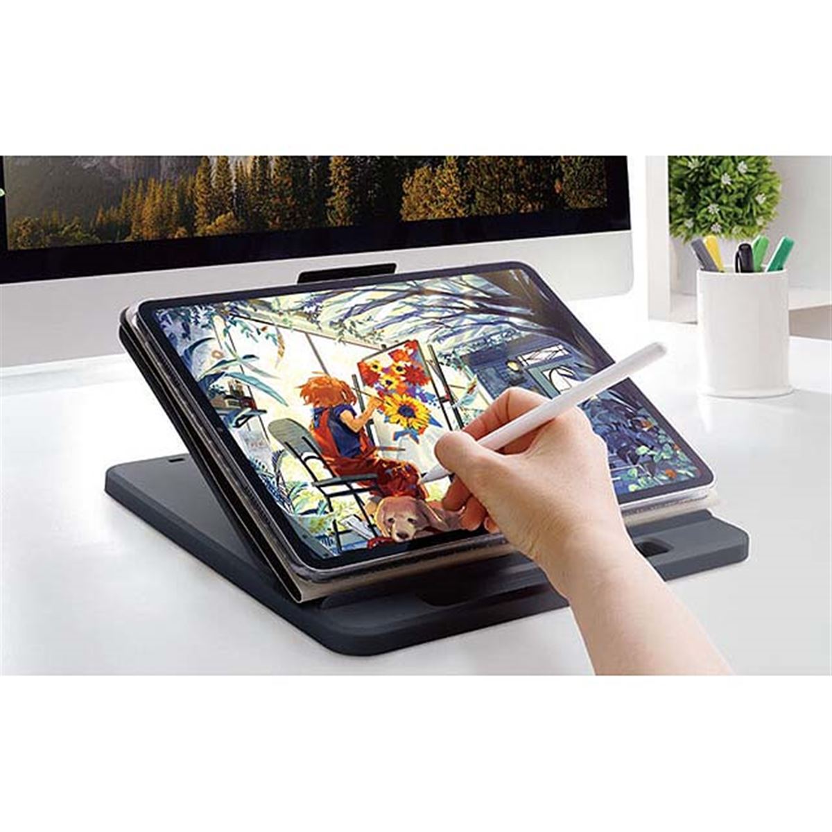 エレコム、7段階に角度調整が可能なドローイング・タイピング向け