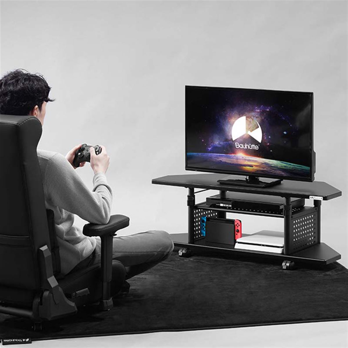 Bauhutte 昇降式 テレビ台ワイド バウヒュッテ、「昇降式テレビ台」で最大40型対応のコーナータイプを