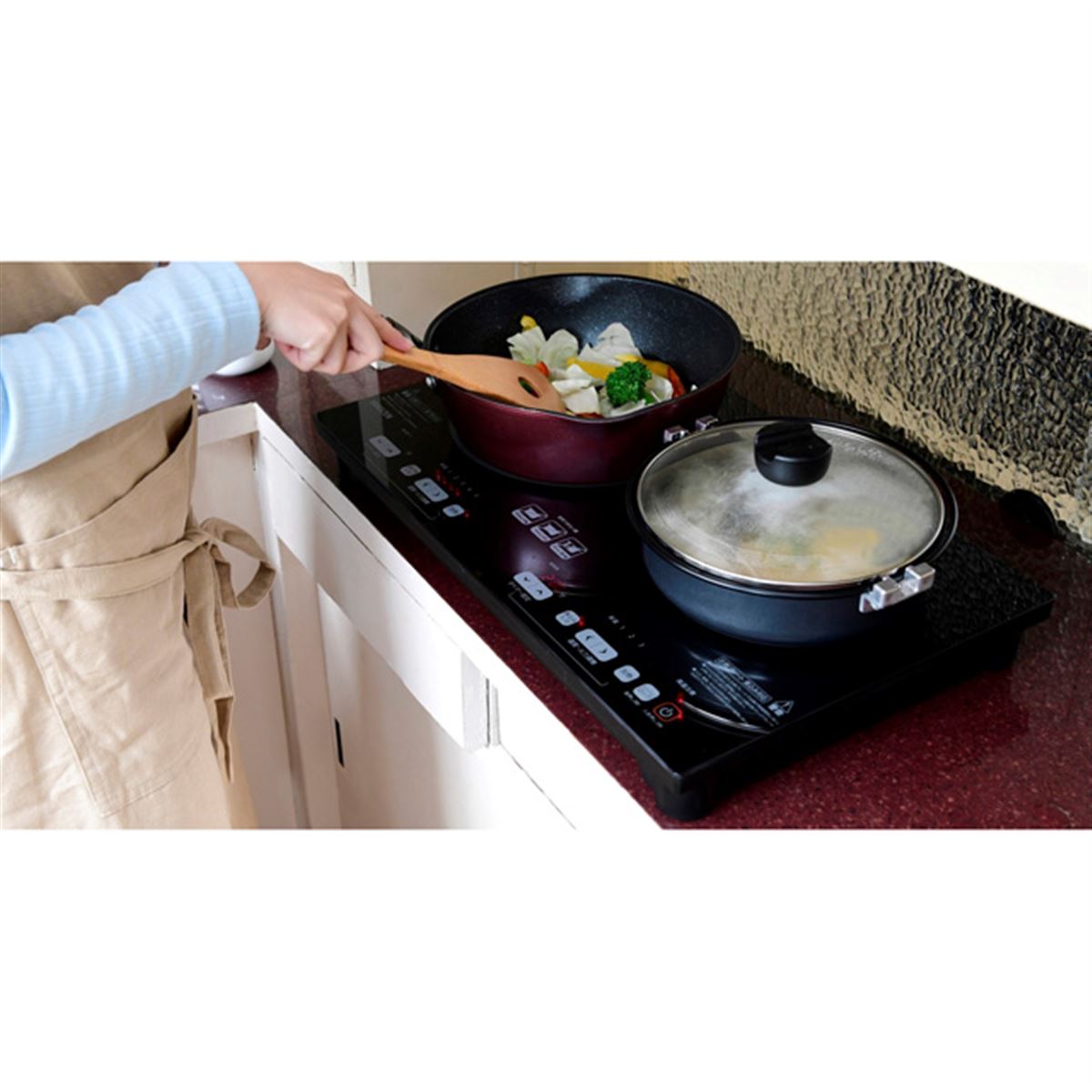 【引き取り限定】IH調理器 ２口　山善　YET-W1452［2023年製］ 横幅約52cmとコンパクトな「2口IH調理器 YET-W1452」を新発売