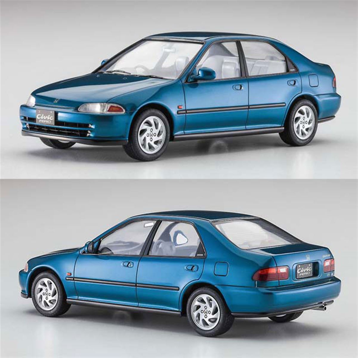 ブルーメタリック塗装の「ホンダ シビック フェリオ VTi」1/24模型