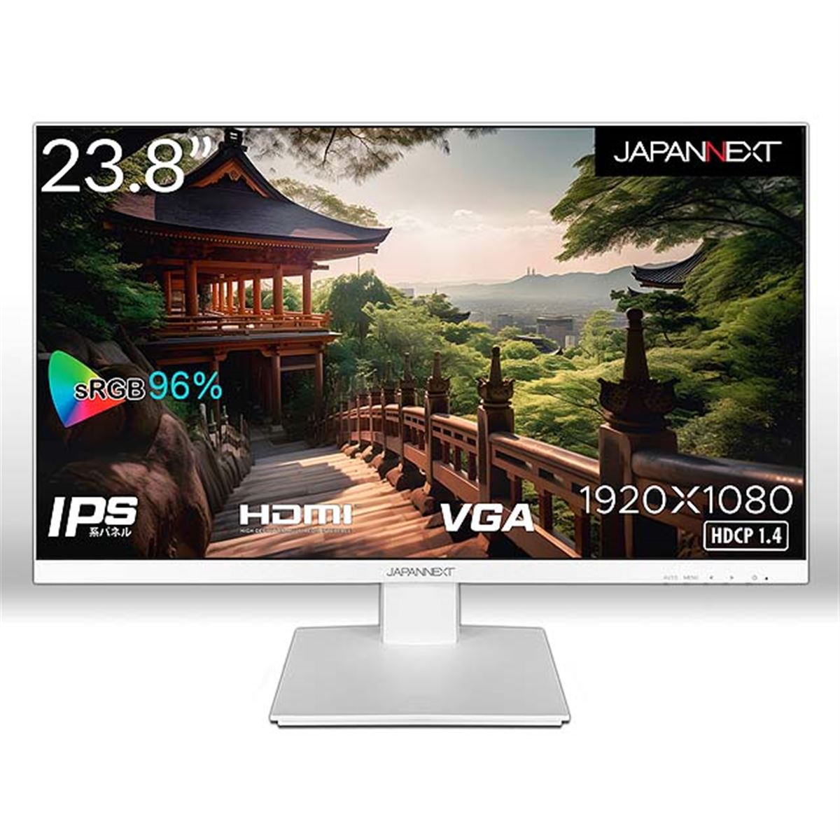 JAPANNEXT、ホワイトカラーを採用した23.8型フルHD液晶