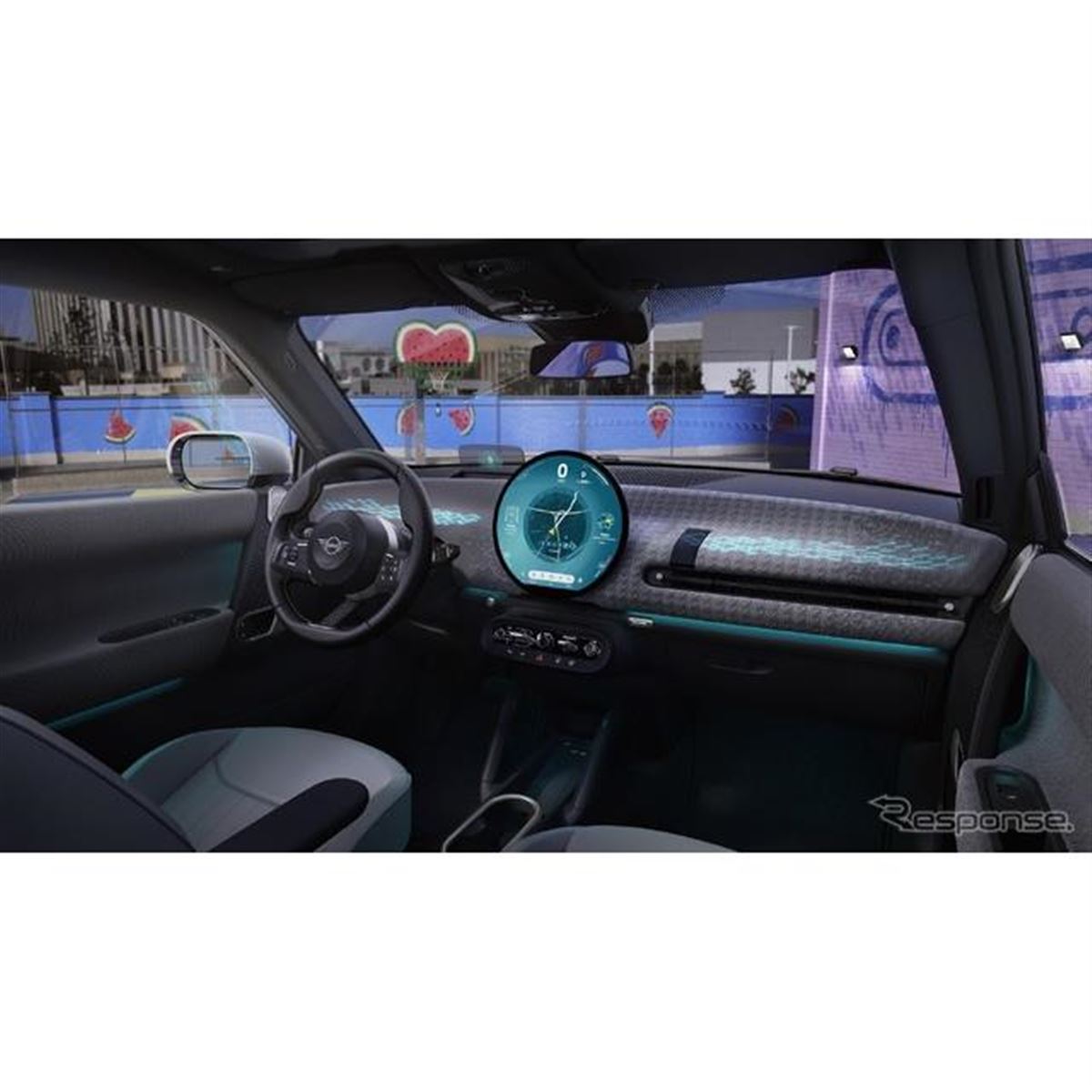 MINI純正 60 Years専用インテリアサーフェス 次世代 MINI、インテリアを先行公開…直径240mmの丸型有機EL