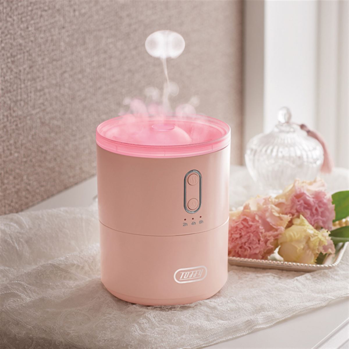 TOFFYハイブリッド式加湿器 ピンク 新品 ふわふわリングミスト”が飛び出る「Toffy 超音波式加湿器」など