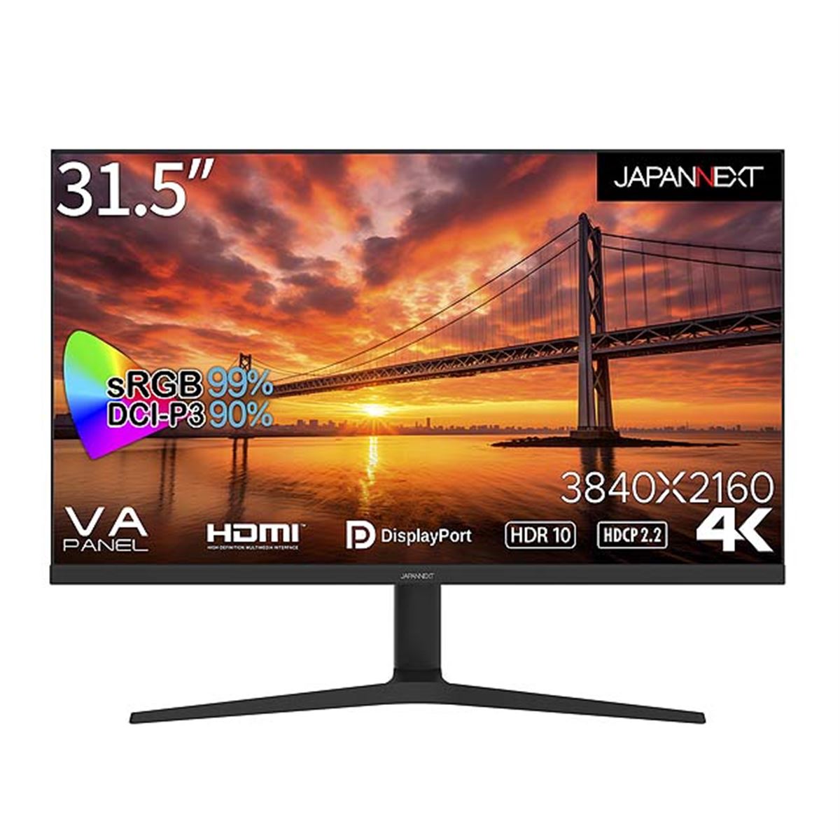 JAPANNEXT、昇降式スタンドを採用した31.5型4Kディスプレイ