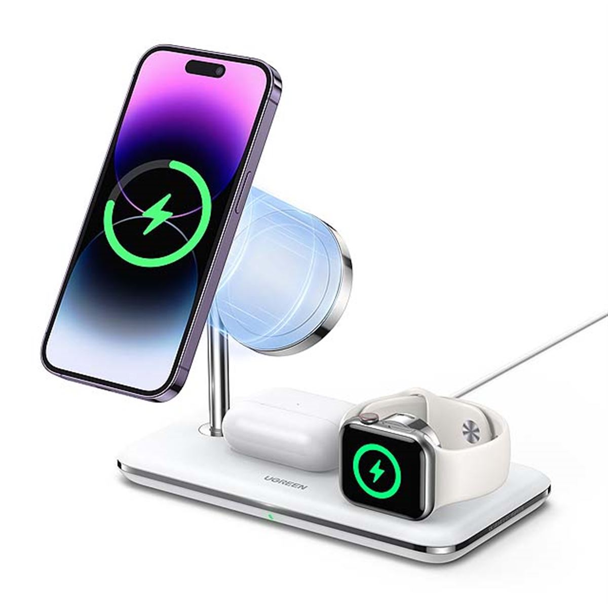 UGREEN 3-in-1 ワイヤレス充電器 おまけ UGREEN、15Wの急速ワイヤレス充電に対応した3in1充電器 - 価格.com