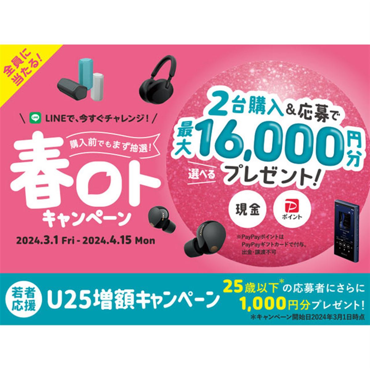 ソニー、2台購入で最大16,000円キャッシュバックの「2024年春ロトキャンペーン」 - 価格.com