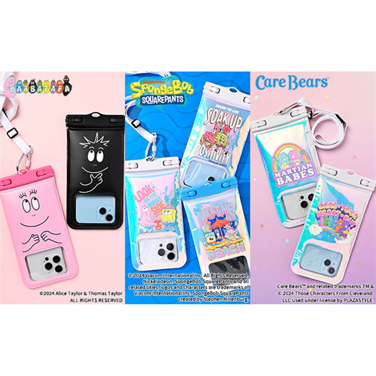 Hamee、「バーバパパ」「スポンジ・ボブ」「ケアベア」デザインの防水