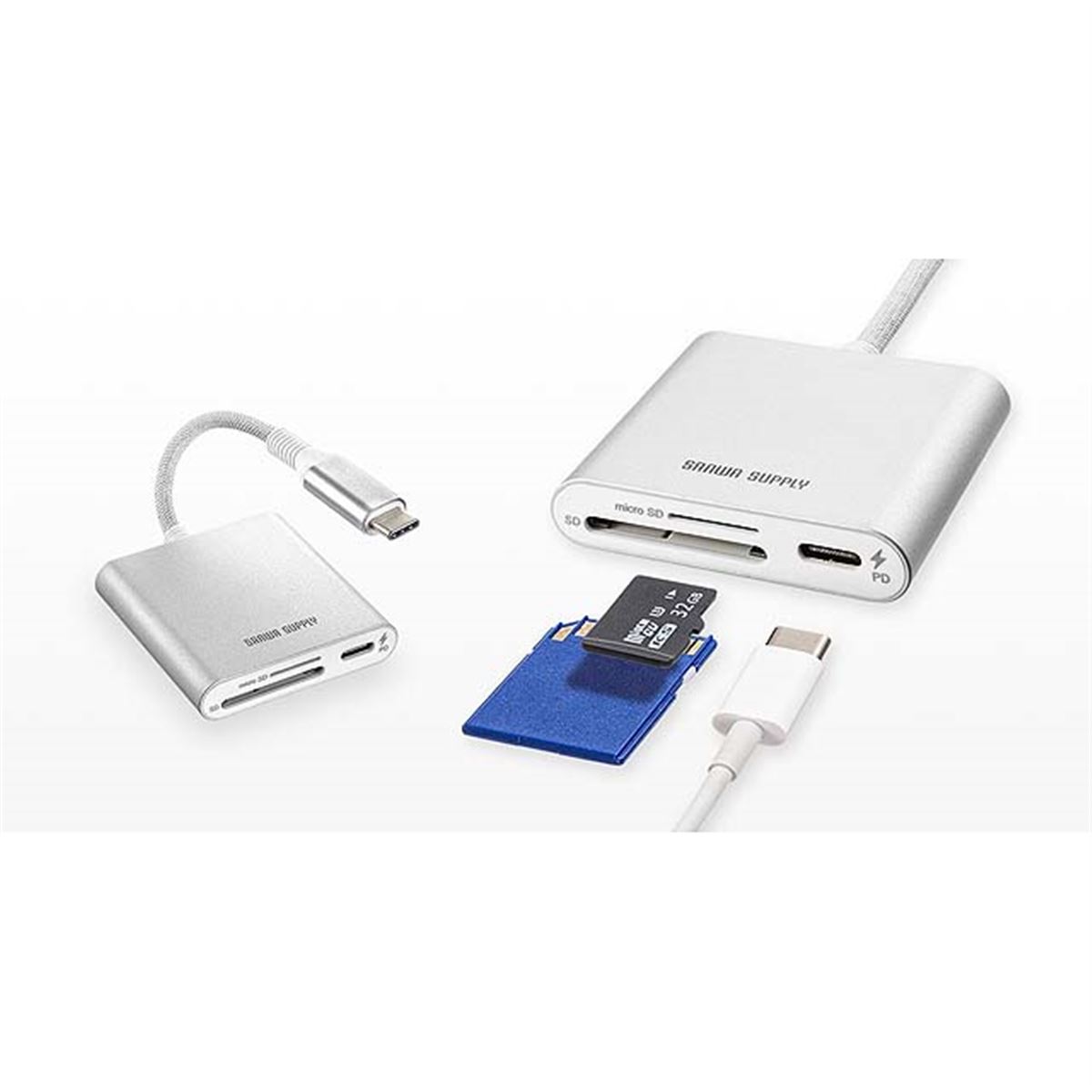 サンワ、USB Type-C接続のmicroSD/SDカードリーダー「ADR-5TCSDPW