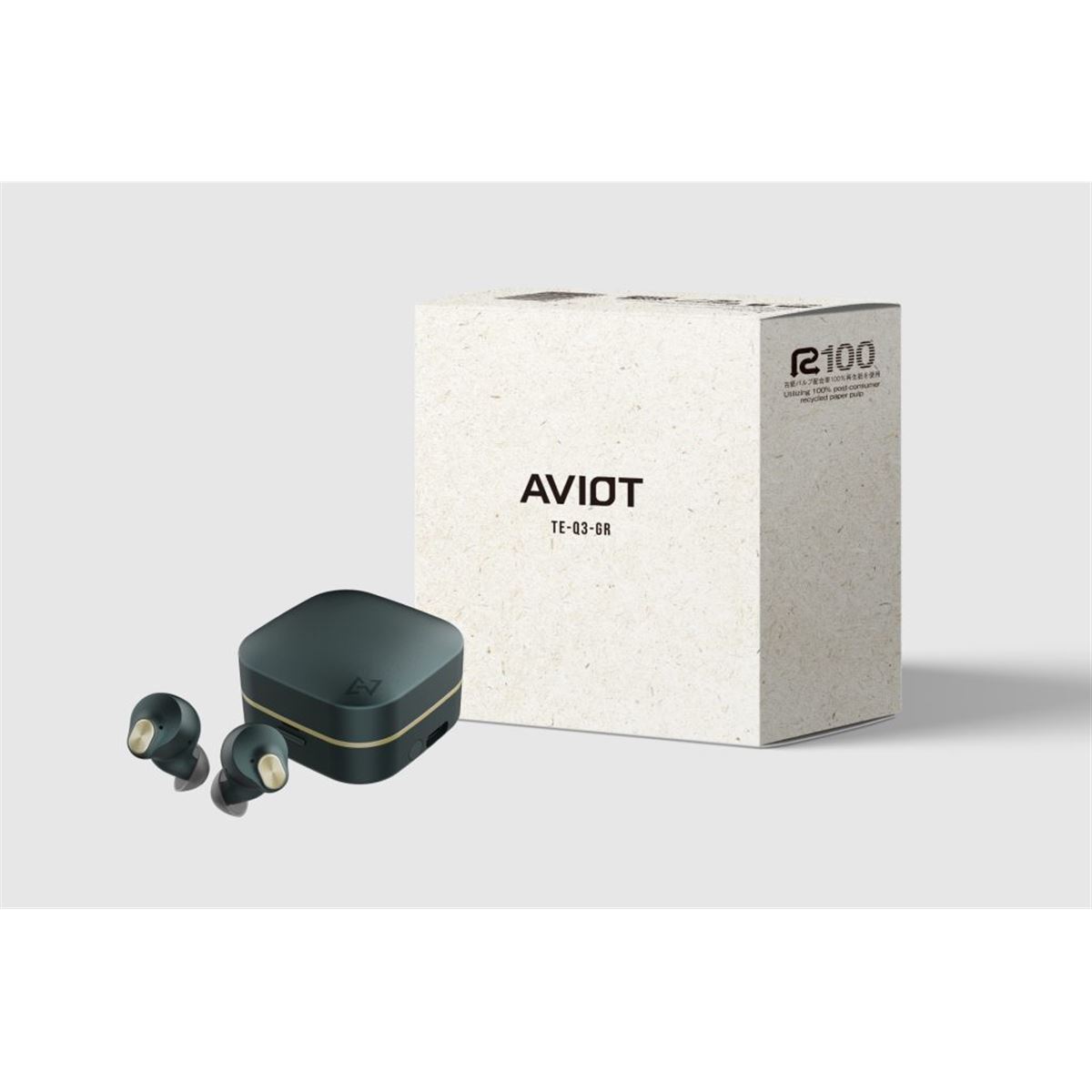 AVIOT、完全ワイヤレスイヤホンのエコパッケージモデル「TE-Q3-GR