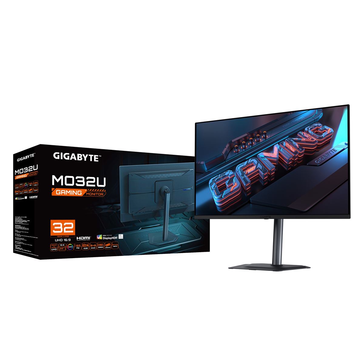GIGABYTE M32U-AE 4K 31.5インチ ゲーミングモニター GIGABYTE、モニターアーム採用の31.5型4Kゲーミングモニター