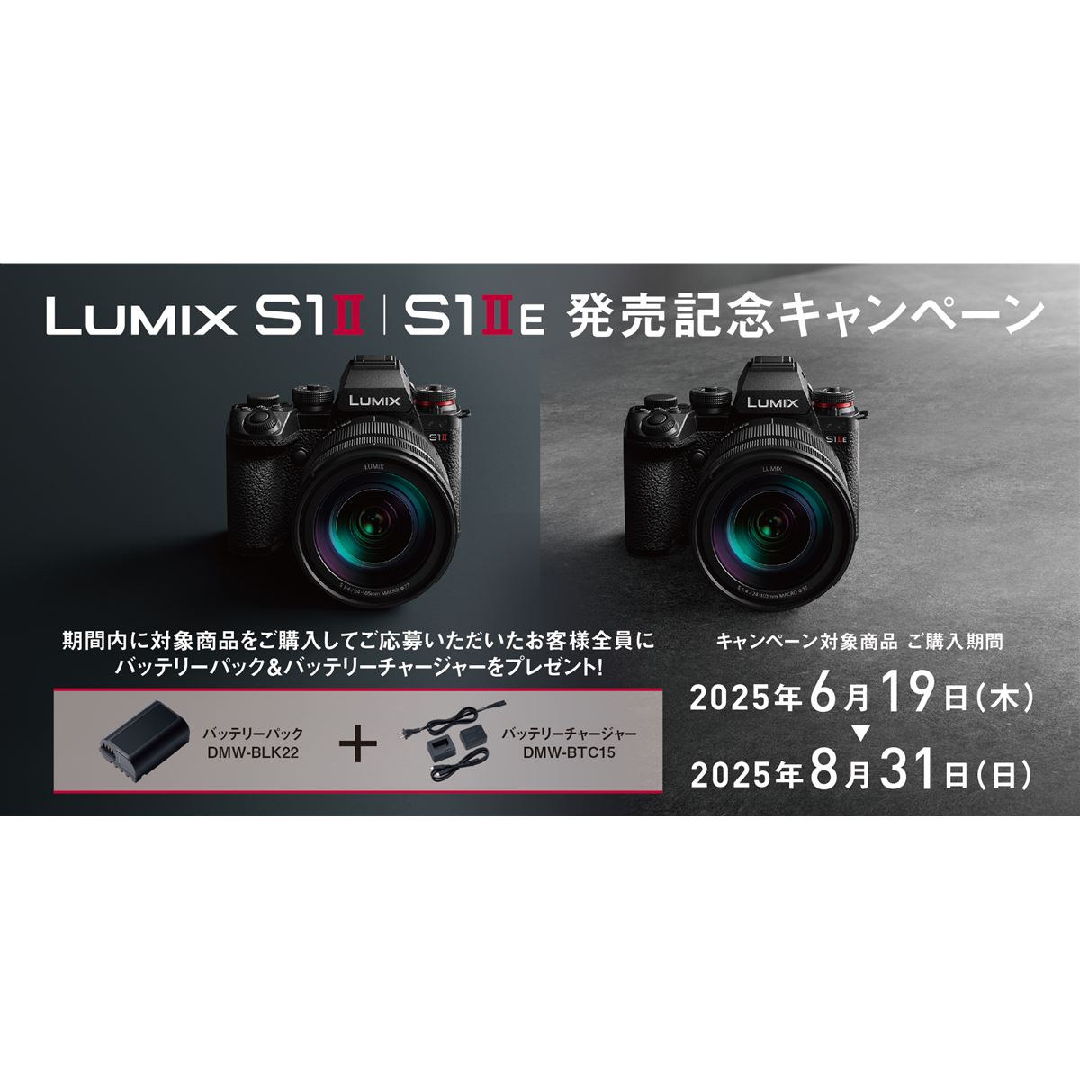 パナソニック、「LUMIX S1II/S1IIE」購入でバッテリー