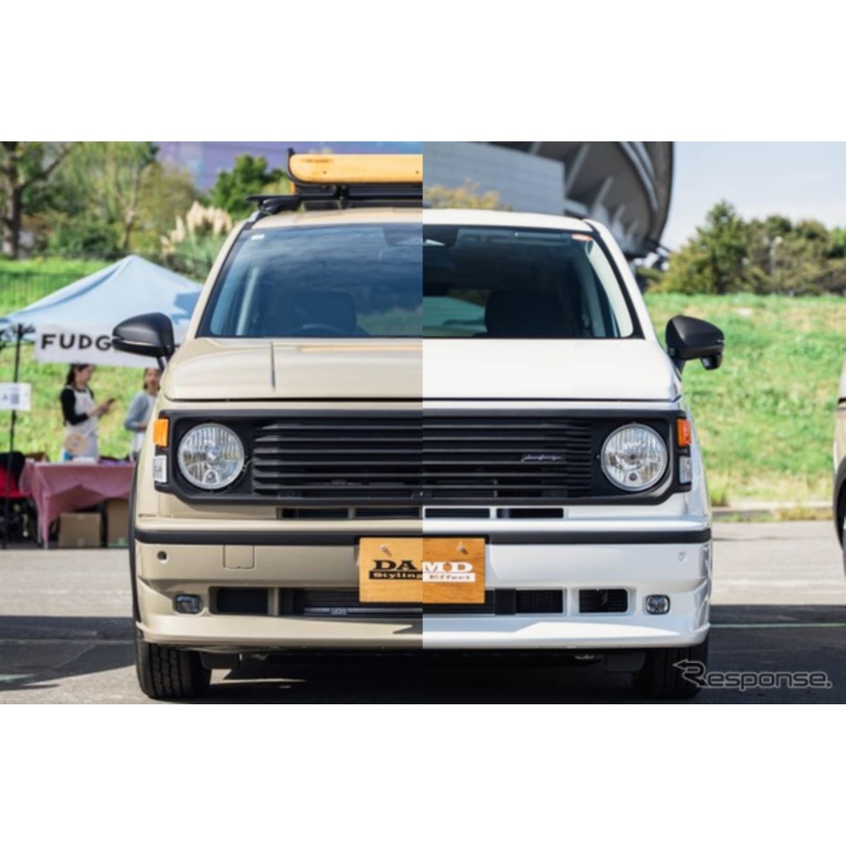 送料込み、グレートムタ　カスタム　入場仕様 フリードがアメ車フェイスに大変身！ダムド『フリード アイソレーター