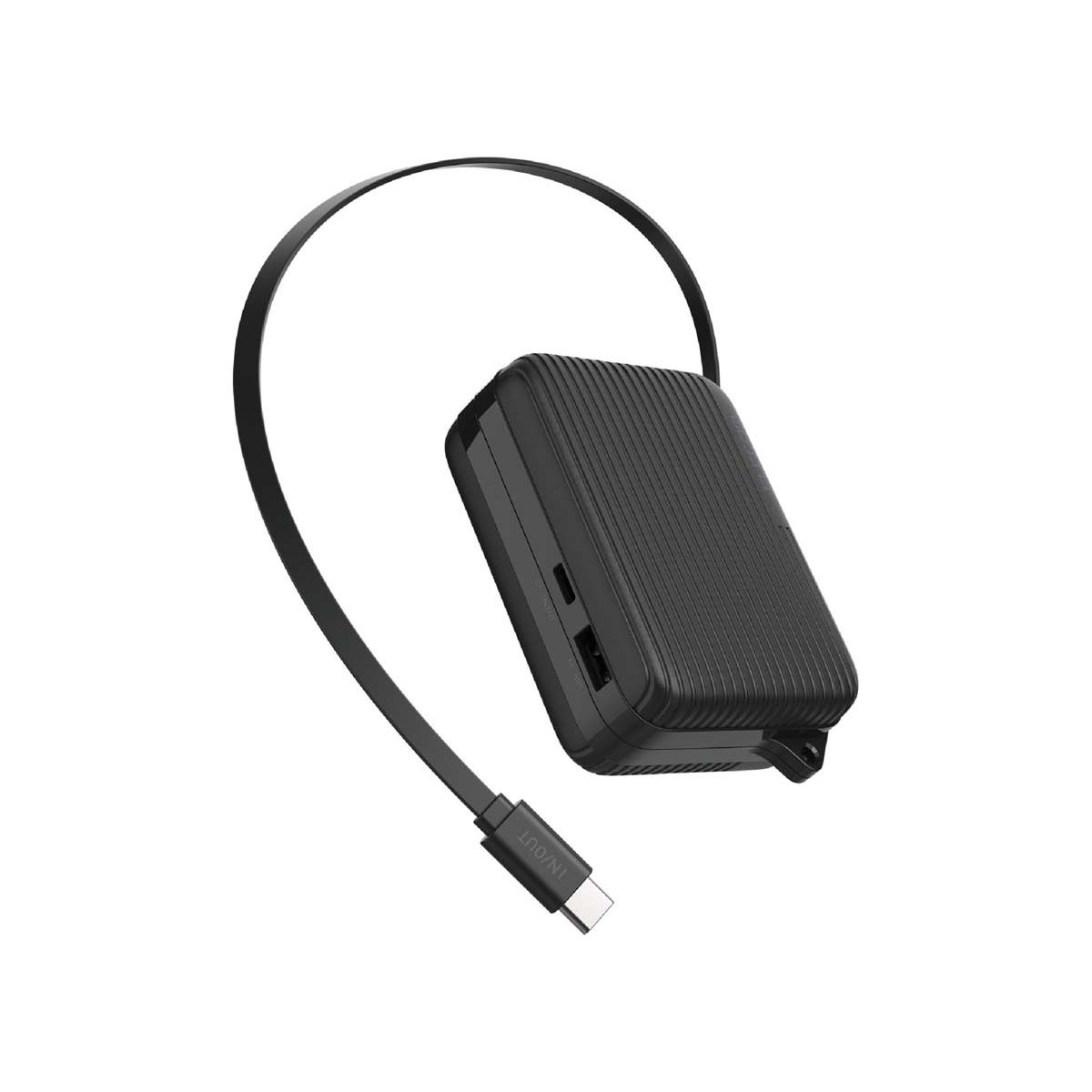 エレコム、巻き取り式USB Type-Cケーブル一体型モバイルバッテリー「DE